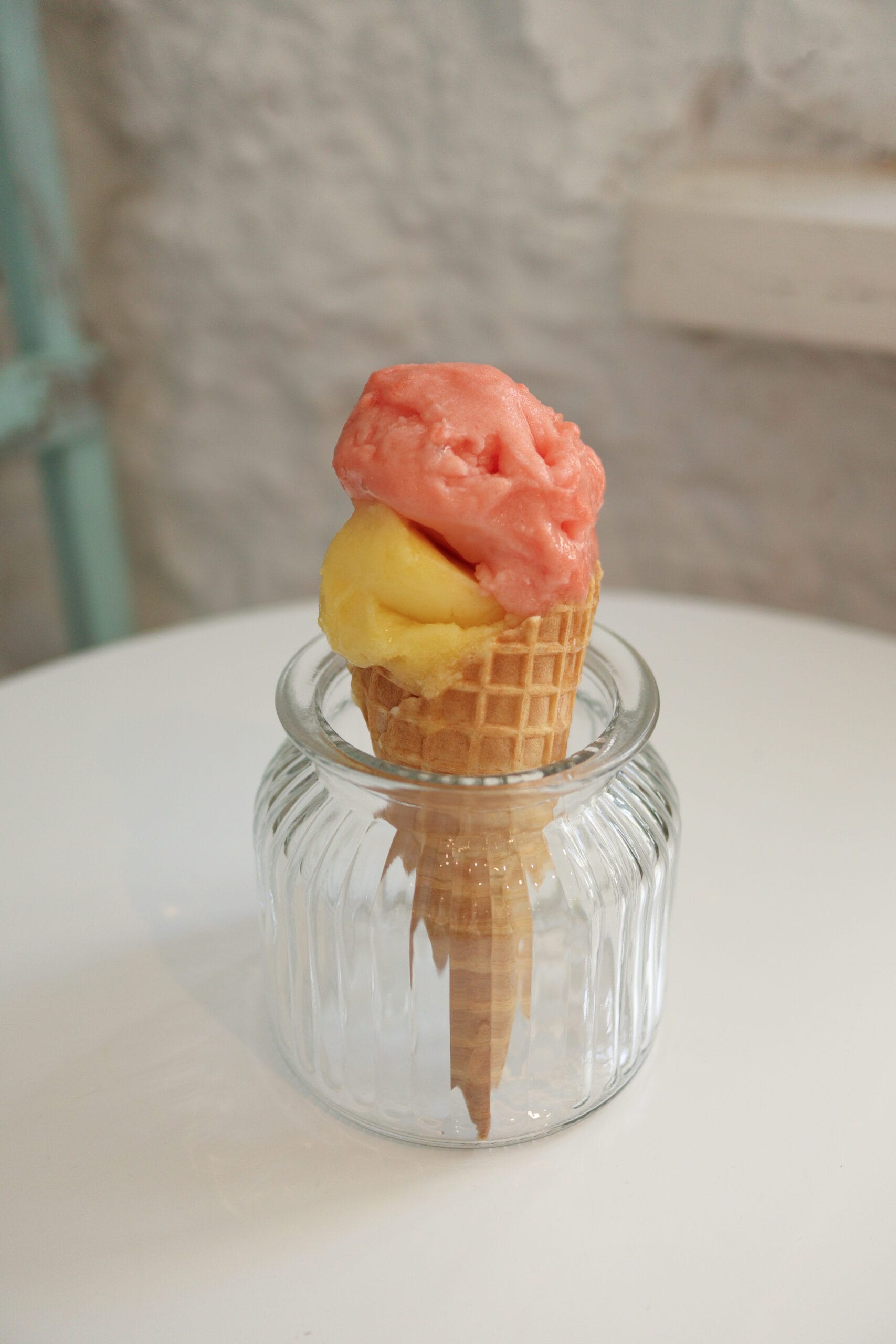Vegan gelato Angolo Italiano kavinėje.